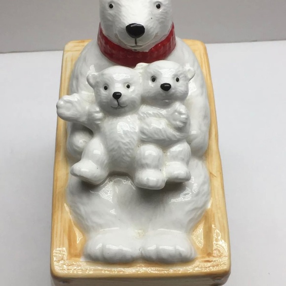 COCA-COLA SLEDDING POLAR BEARS CERAMIC HINGED BOX RARE COLLECTIBLE VINTAGE - Picture 4 of 12